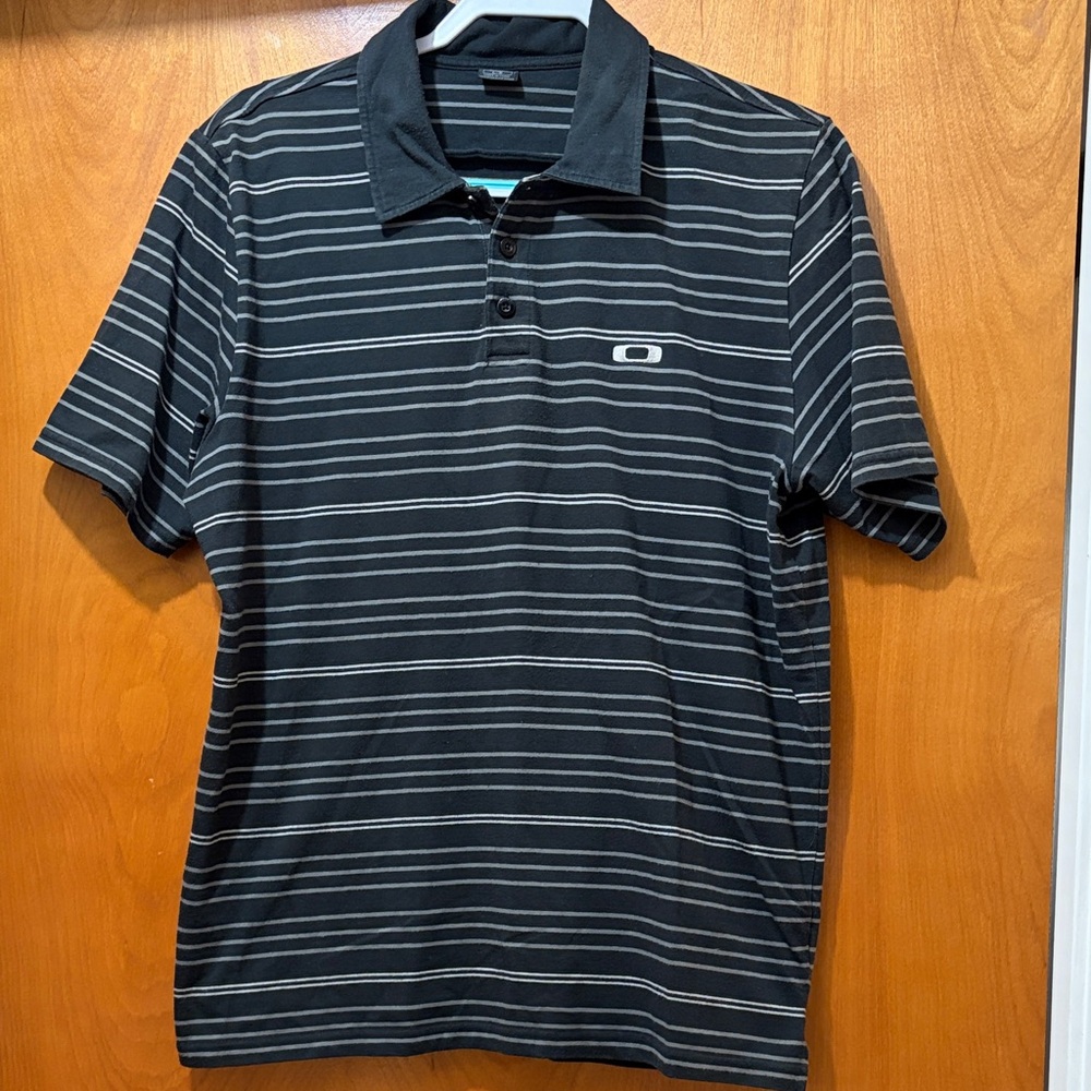 Oakley Men's Polo Shirt with White Stripes